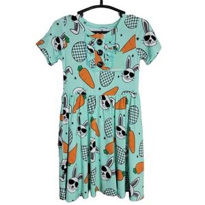 Gigi and Max Bamboo 24M Easter Bunny Carrot Dress Mint Green Short Sleeve NWT